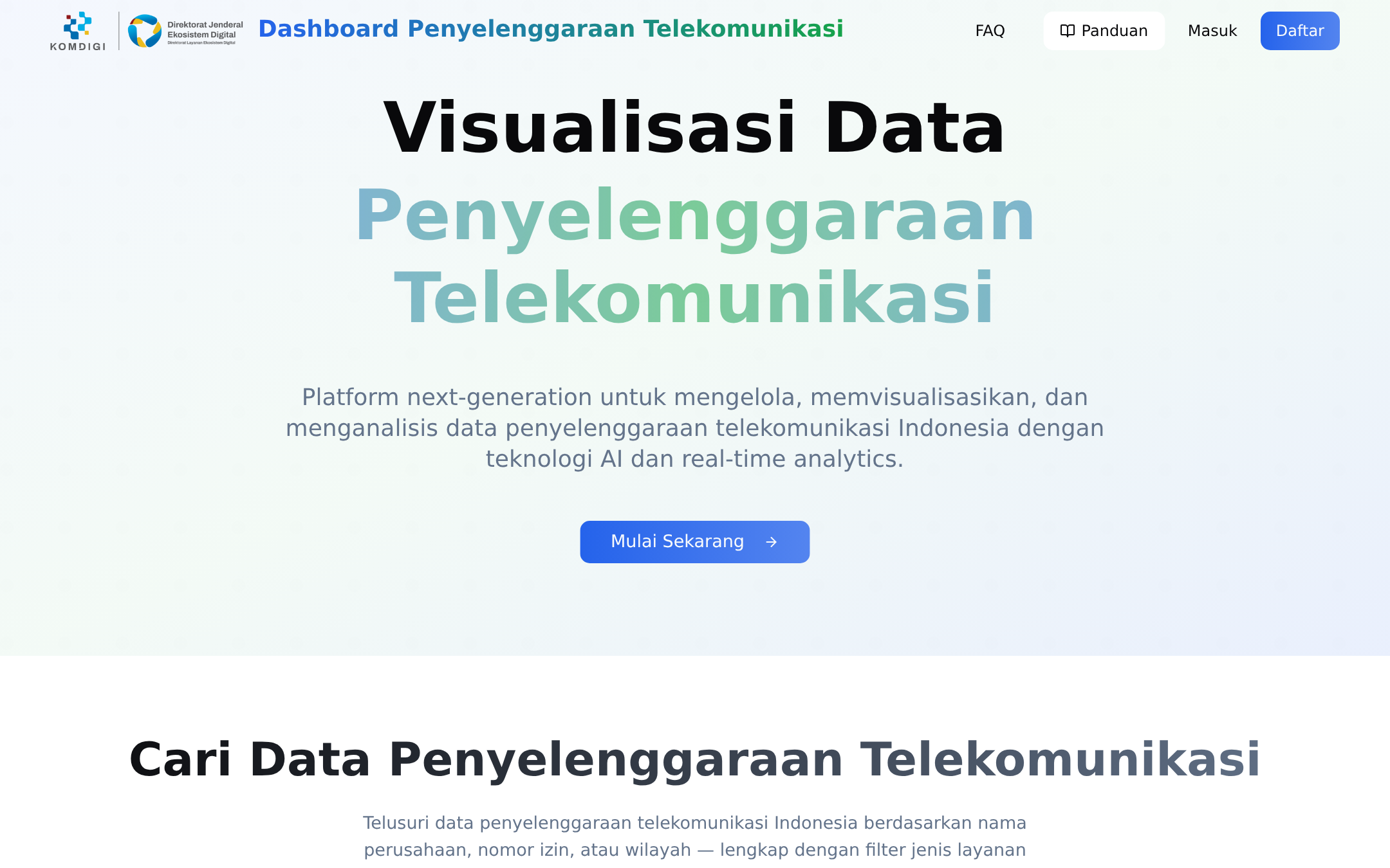 Beranda Panel Telekomunikasi